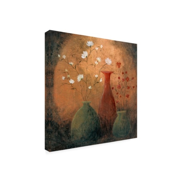 Pablo Esteban 'Flowers In Vases Distressed' Canvas Art,18x18